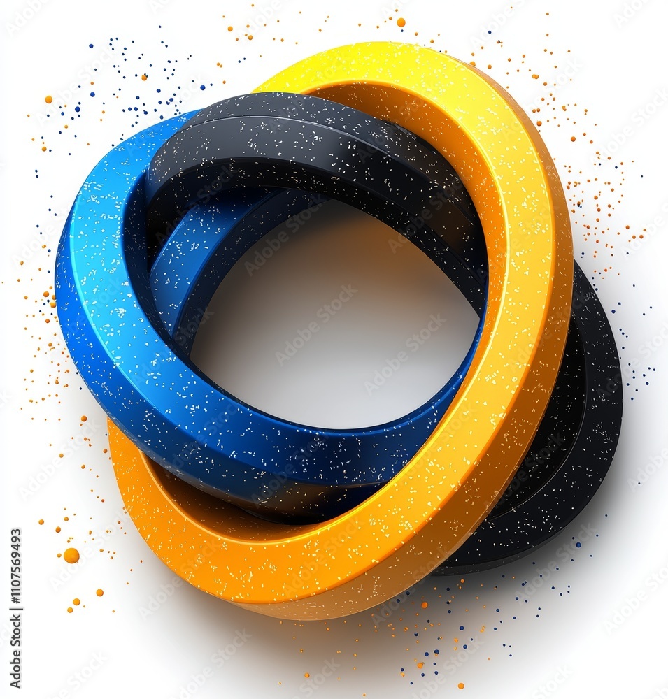 Poster abstract geometric shapes rendered in three dimensions. contemporary minimalist black glossy objects