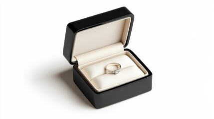 Elegant diamond ring showcased in a black jewelry box, perfect for engagements and special occasions.