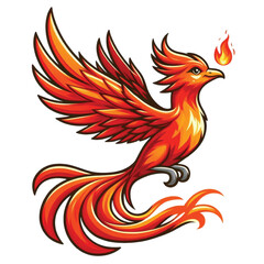 A phoenis firebird fly cartoon art vector