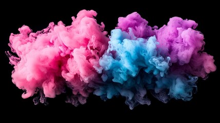 Fototapeta premium Vibrant bursts of paint or smoke against a dark backdrop.