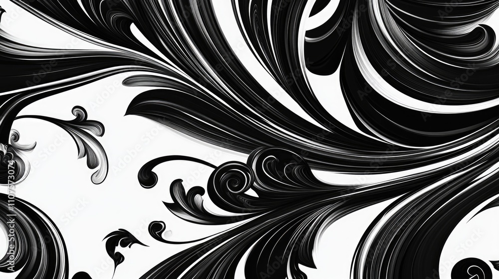 Poster Black and White Swirling Designs