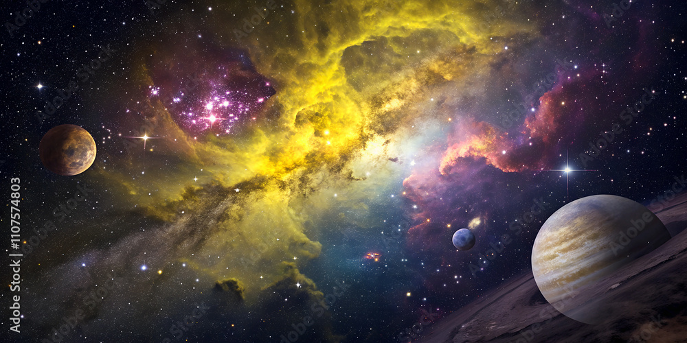 Canvas Prints celestial symphony, the enchanting beauty of colorful nebulae and planets in deep space in the vast 