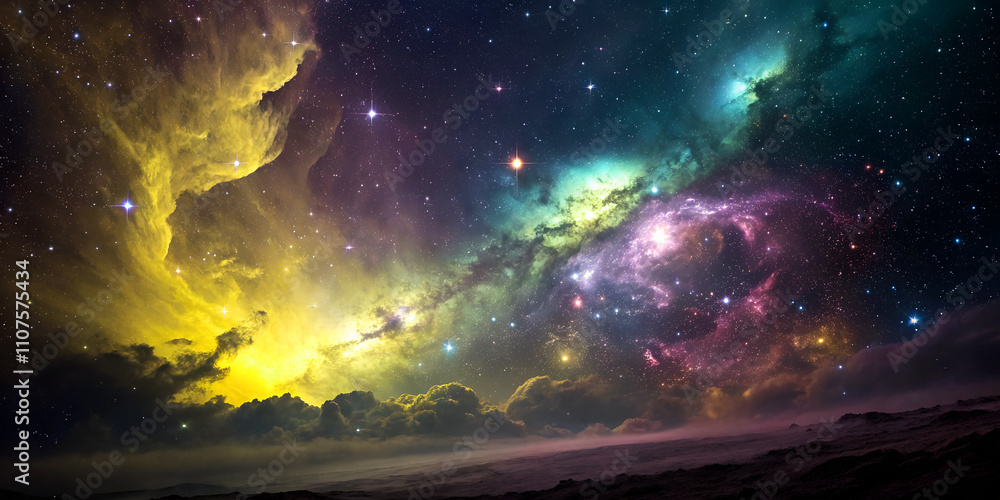 Canvas Prints celestial symphony, the enchanting beauty of colorful nebulae and planets in deep space in the vast 