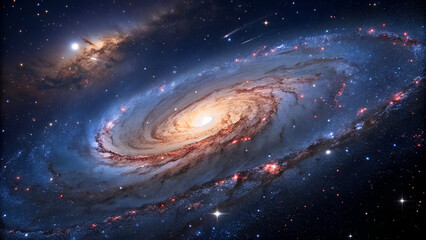 Obraz premium Galaxy Image, space, spiral, Abstract background. Traveling through star fields in space star burst light, Blue bright galaxy panorama, abstract cosmic space background, artistic 3D galaxy