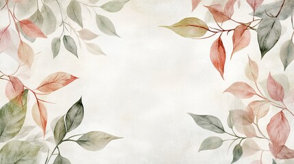 Obraz premium Abstract pastel leaves, Botanical design, Watercolor foliage pattern, Fall leaf print, Artistic nature illustration