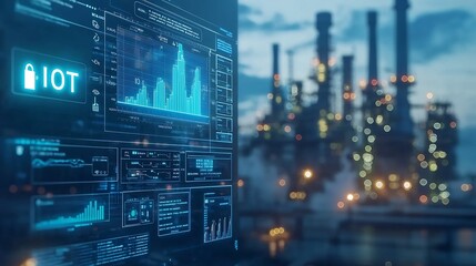 Obraz premium IoT Data Monitoring for Environmental Pollution Tracking and Analytics in Industrial Cityscapes