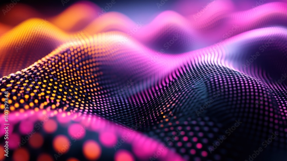 Poster abstract digital waves with vibrant colors and patterns.
