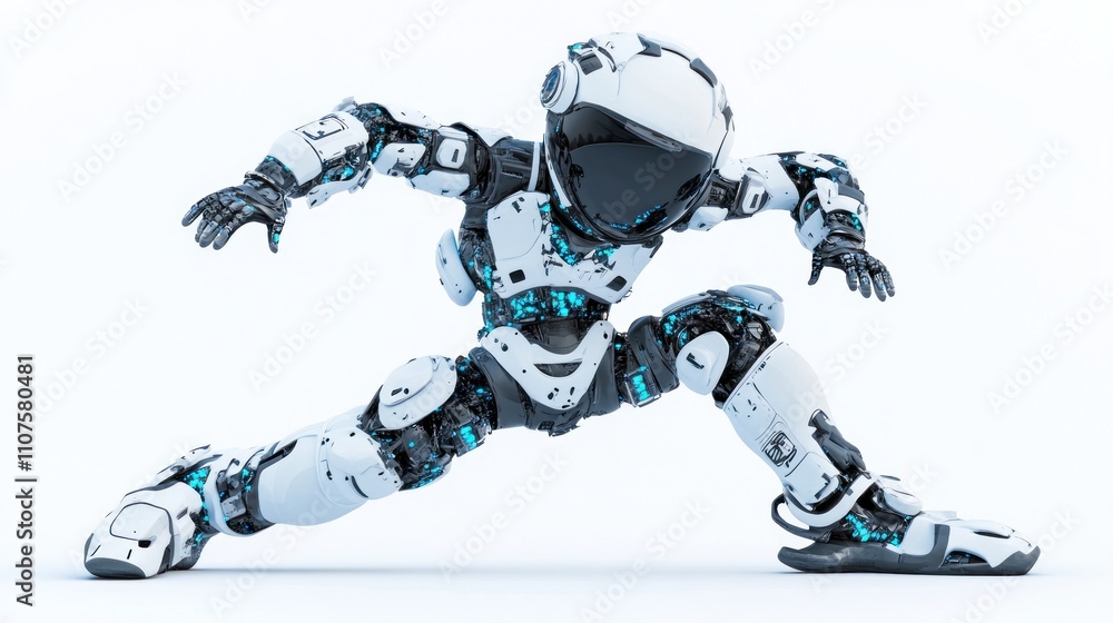 Leinwandbilder A futuristic robot in a dynamic pose, showcasing advanced technology and design.
