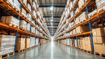 Neat inventory organized in a modern warehouse, ready for easy retrieval and shipment