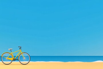 Fototapeta premium A minimal graphic of a bicycle parked on a beach, with waves illustrated in simple curved lines