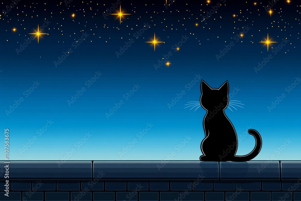 Aufkleber a pixel art tabby cat sitting on a rooftop under a starry night, with tiny animated sparkles in the 
