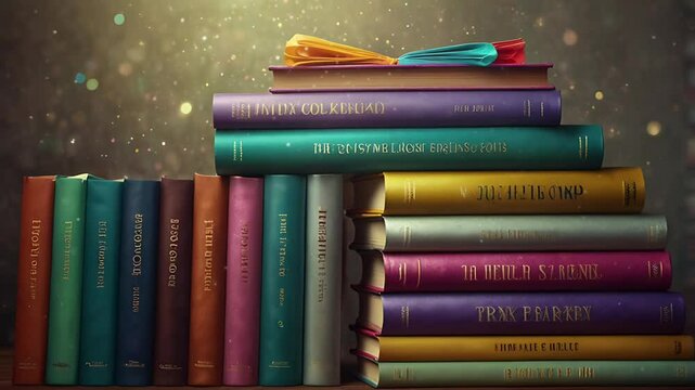 Some magical books in a fantasy world. Seamless 4K looping timelapse video animation background
