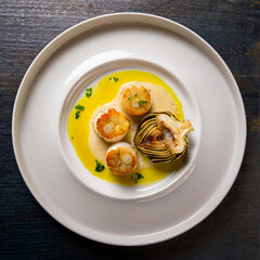 Elegant Seared Scallops with Artichoke and Luscious Sabayon