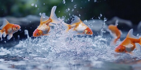 Goldfish swimming in pond