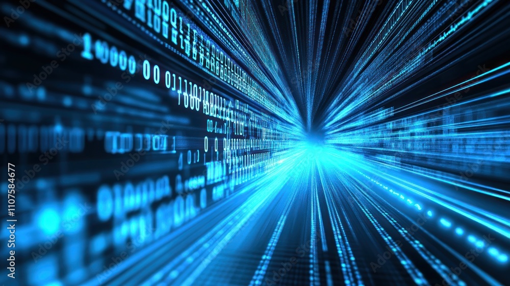Poster abstract digital representation of data flow and technology.