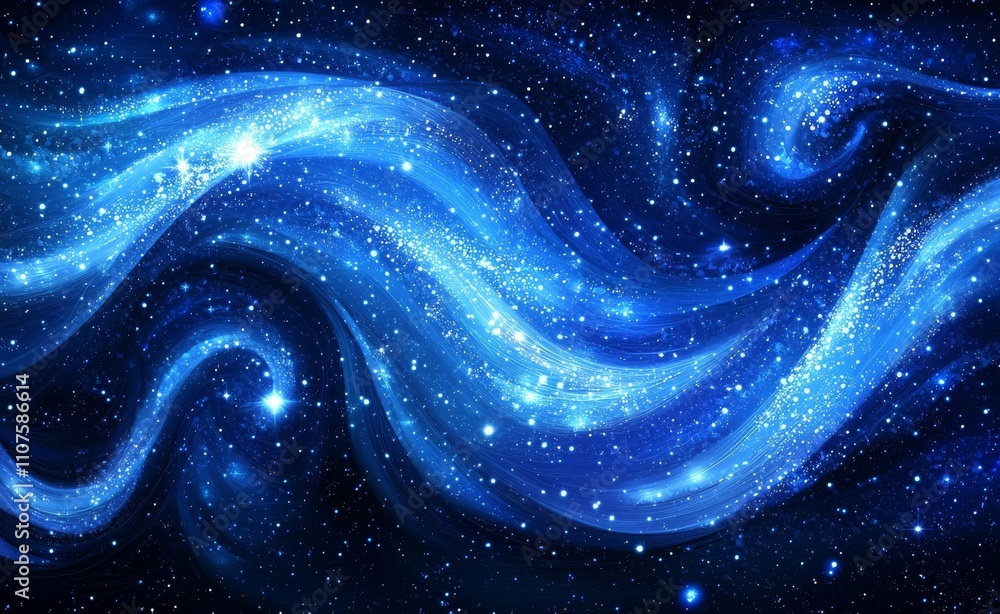 Poster it generates an impressive display of flowing blue light waves contrasted with a dark background.