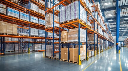 Organized warehouse shelves with clearly marked sections, optimizing the retrieval process for faster operations
