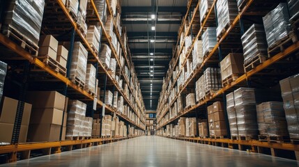 Organized stock and efficient space management in a spacious distribution center designed for optimal logistics