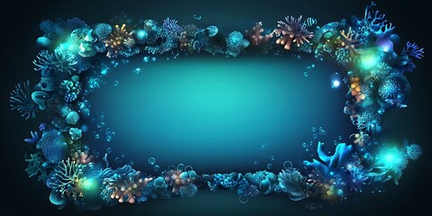 Underwater coral reef frame with blank space.