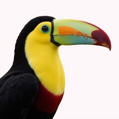 Fototapeta premium A vibrant isolate toucan image with a focus on its colorful beak suitable for education nature themes or tropics
