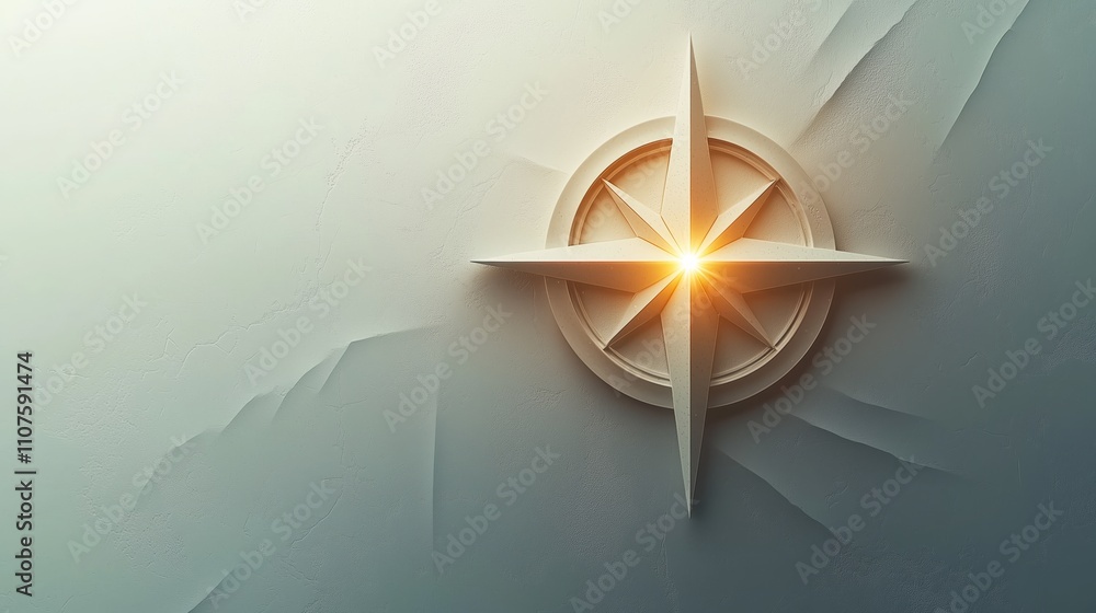 Poster minimalist compass design with subtle light effect