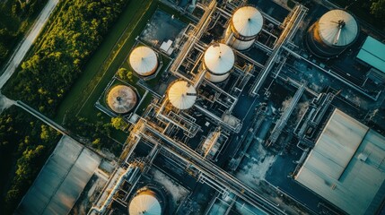 Aerial view of a biofuel plant showcasing sustainable energy and eco-friendly processing systems