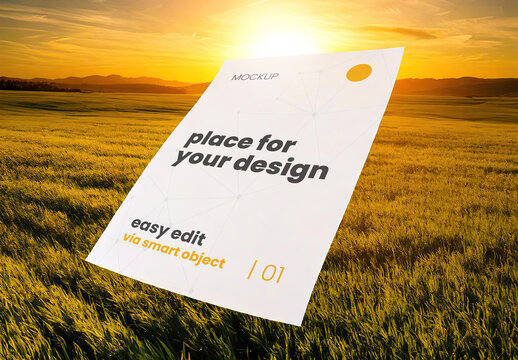 Page Floating on Sunset Filed Landscape