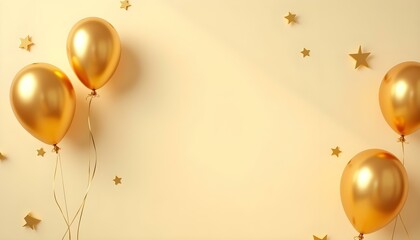 Obraz premium Fondo de fiesta con globos dorados y espacio sencillo para texto
