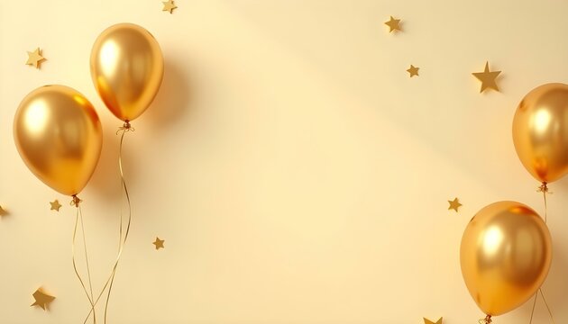 Fondo de fiesta con globos dorados y espacio sencillo para texto