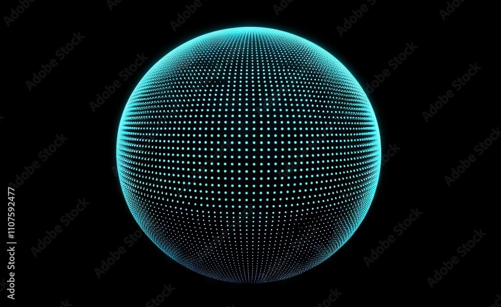 Poster this abstract image portrays a cosmic web featuring vivid blue dots of light on a dark canvas.