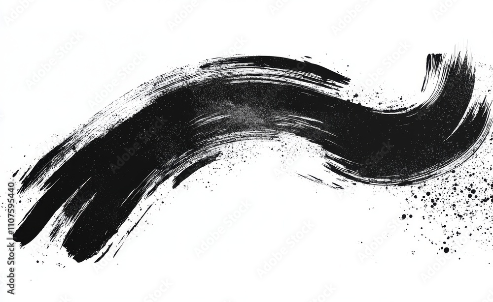 Poster a black and white brushstroke frame with an empty center, designed in an abstract style.