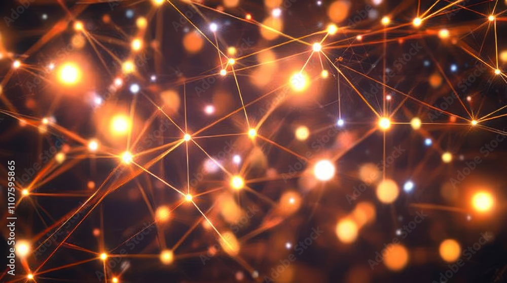 Aufkleber Abstract representation of interconnected nodes and glowing lights, symbolizing networks and data.