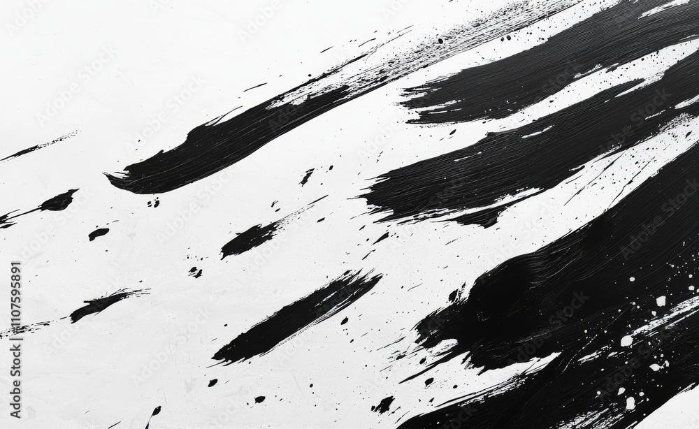 Poster using bold black brush strokes to frame a blank canvas is perfect for creative projects and designs.