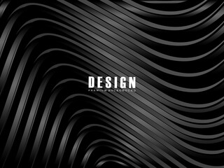 Abstract futuristic dark black background with waving design. Realistic 3d wallpaper with luxurious flowing lines. Elegant background for posters, websites, brochures, cards, banners, apps etc.