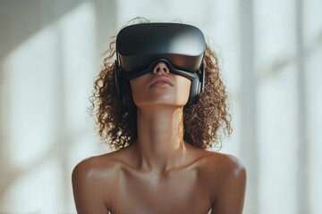 Naklejka premium VR applications in mindfulness promoting immersive meditation techniques, isolated for focus.