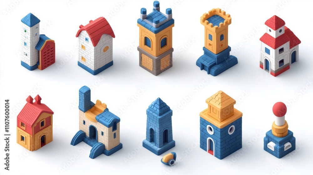 Poster assorted geometric shapes. standalone modern items. bright design components.