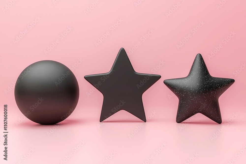 Poster a set of 3d objects composed of simple polygon shapes, displayed in isometric projection, highlighti