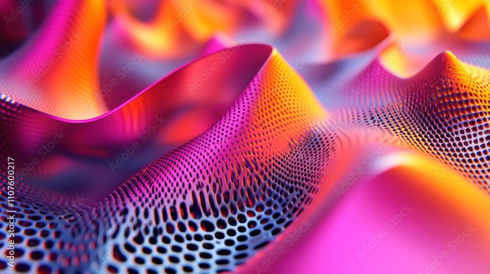 Aufkleber Abstract colorful wave pattern with a mesh-like texture, evoking a sense of motion.