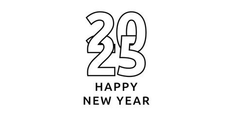 Fototapeta premium 2025 Happy New Year text design on white background