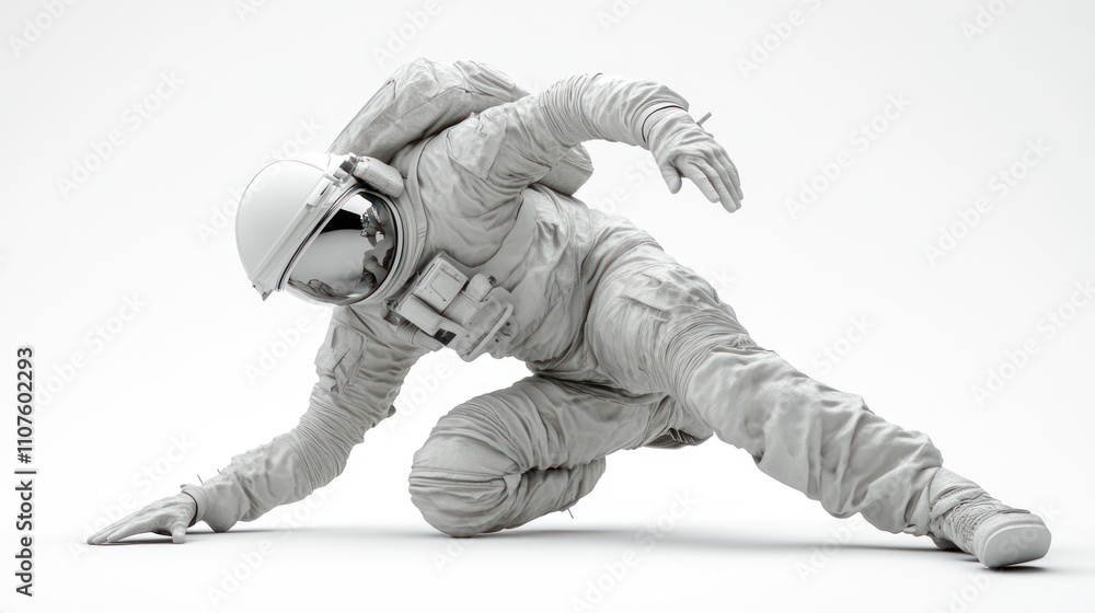 Aufkleber A white astronaut figure in a dynamic pose, suggesting movement and exploration.