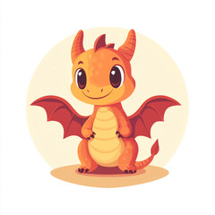 Naklejka premium A cute cartoon dragon with wings and smiling face. 