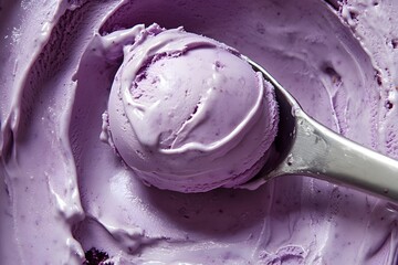 Close-Up of Lavender Ice Cream Scoop