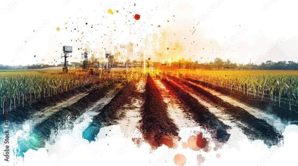Poster high-tech imagery of hyperspectral sensors evaluating soil nutrients for agriculture and environment