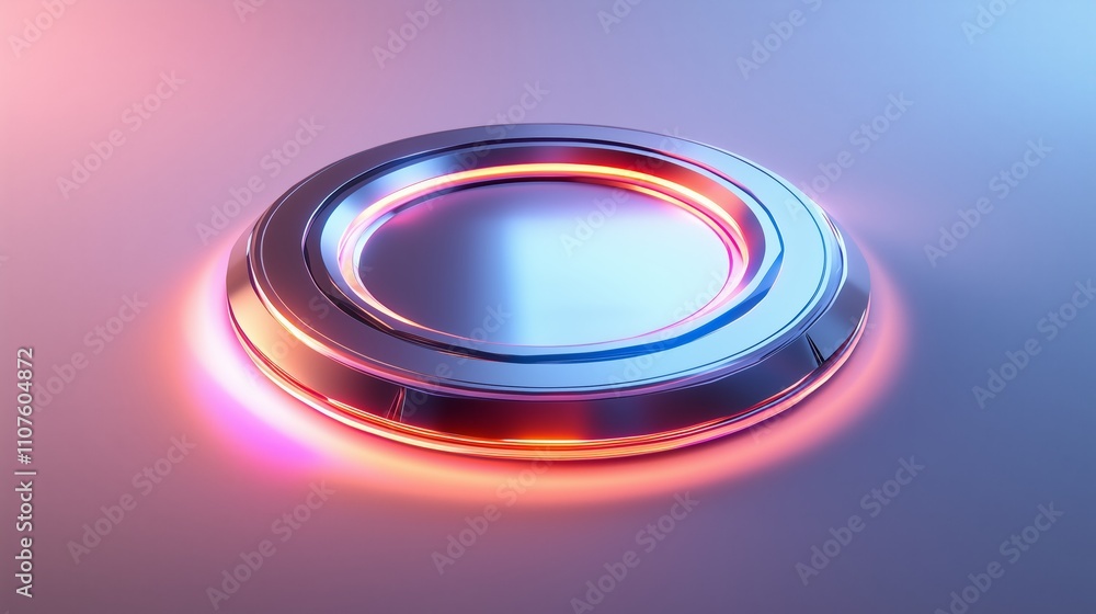 Poster futuristic metallic interface element with glow