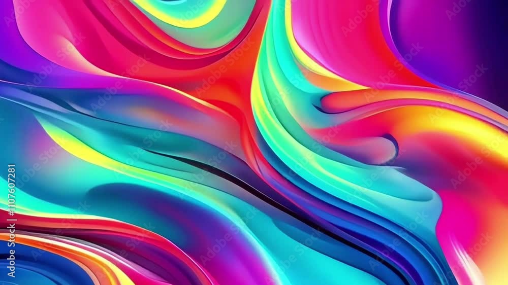 Poster colorful abstract wave design with rainbow pattern and psychedelic effects
