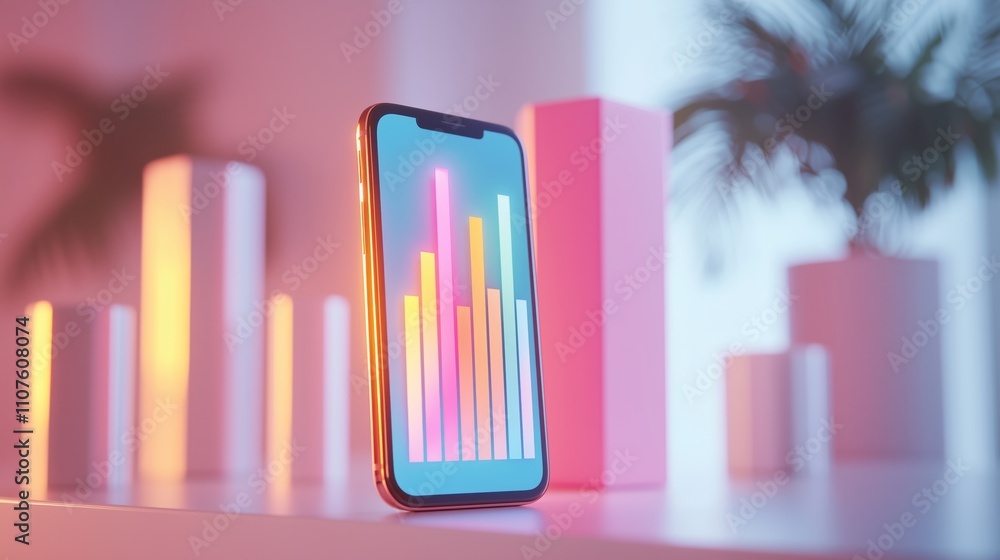 Aufkleber modern smartphone with colorful data visualization