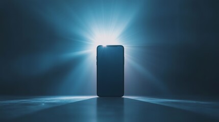 Phone Silhouette with Light Burst and Dark Background