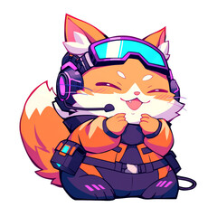Fototapeta premium Cute fox character in pilot gear.