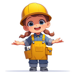 Cute girl in construction outfit.