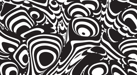 Fototapeta premium Trippy Waves Ripple Pattern. Black and white retro wave pattern reminding optical illusions